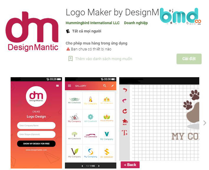 Ứng dụng tạo logo DesignMantic