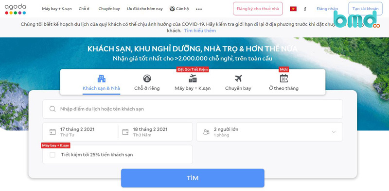 App đặt tour du lịch 