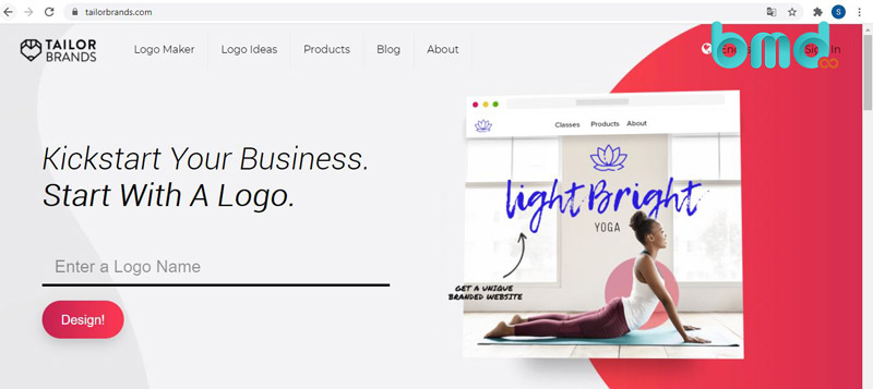 Website tạo logo miễn phí Tailor Brands