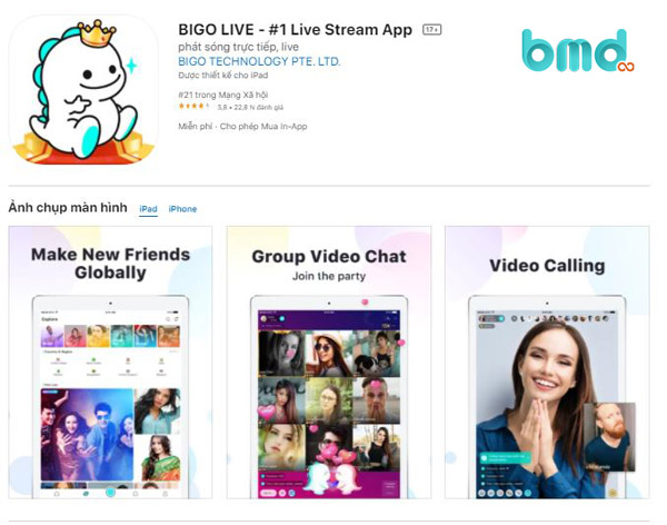 Ứng dụng live stream bán hàng Bigo live