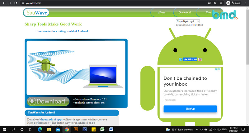YouWave - Trình giả lập Android cổ điển