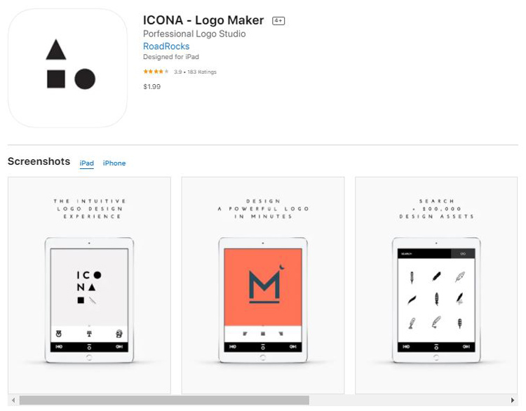 Ứng dụng thiết lế logo Icona - logo maker