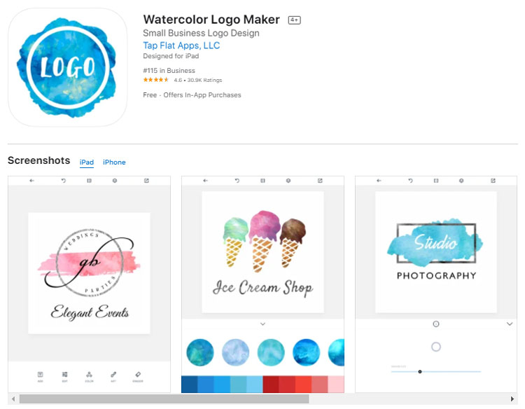 Ứng dụng thiết kế logo Watercolor Logo Maker
