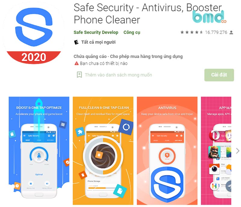 Phần mềm diệt virus cho Android Safe Security