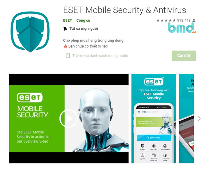 Phần mềm diệt virus cho Android ESET Mobile Security & Antivirus