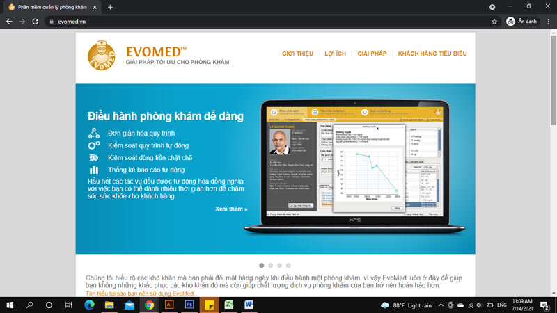 Trang chủ phần mềm quản lý phòng khám Evomed