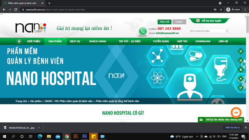 Trang chủ phần mềm quản lý bệnh viện Nanosoft