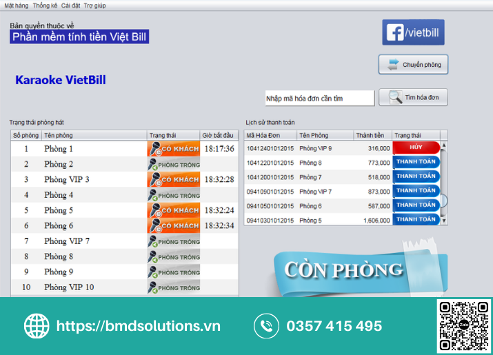 Review Phần mềm quản lý quán karaoke Vietbill