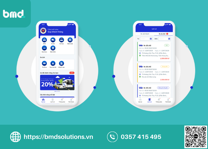 Dịch vụ thiết kế app gọi xe chuyên nghiệp tại BMD Solutions