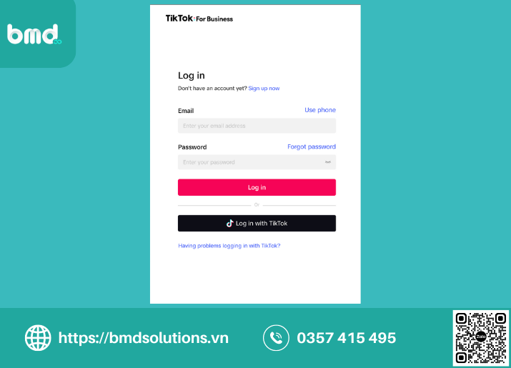 Đăng nhập tài khoản tiktok Ads
