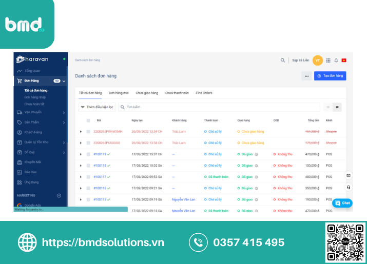 Phần mềm quản lý đơn hàng đa kênh Haravan (Ảnh sưu tầm)