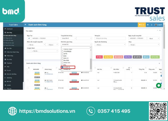 Phần mềm quản lý đơn hàng hiệu quả TrustSales (Ảnh sưu tầm)