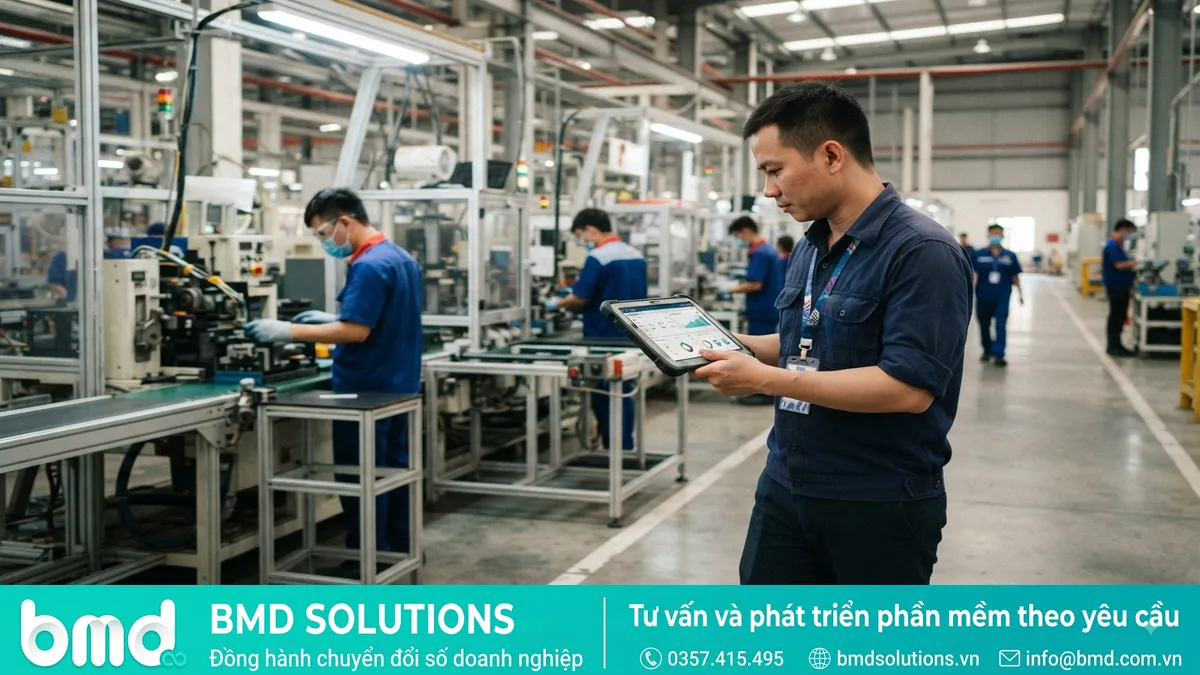 Toàn cảnh nhà máy hiện đại Việt Nam – lập trình phần mềm quản lý sản xuất theo yêu cầu