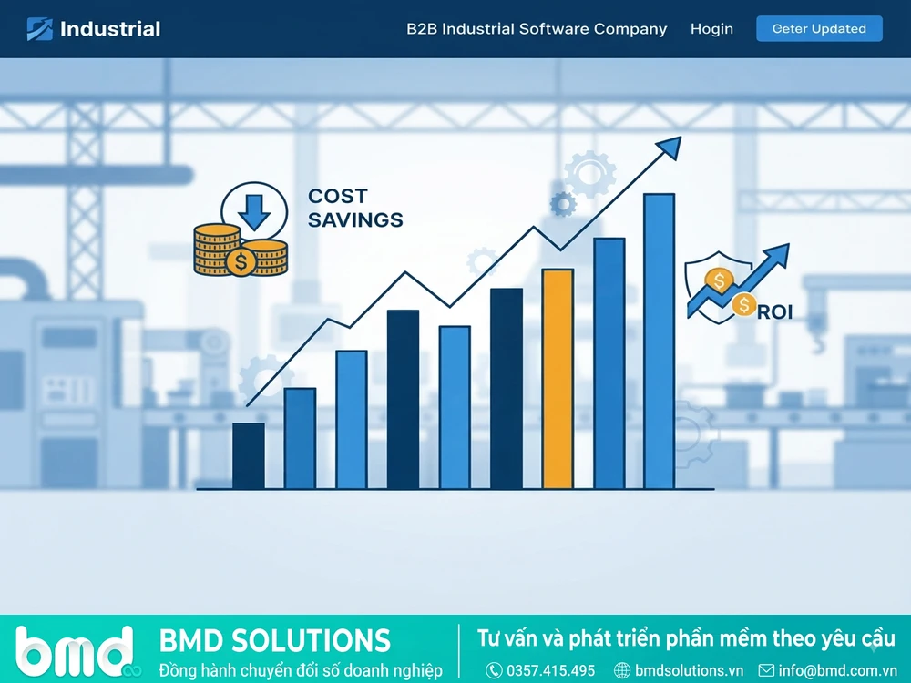 Biểu đồ tăng trưởng hiệu quả sản xuất sau khi triển khai phần mềm – lập trình phần mềm quản lý sản xuất theo yêu cầu