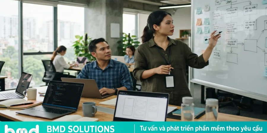 Quy trình lập trình phần mềm quản lý sản xuất theo yêu cầu gồm mấy bước