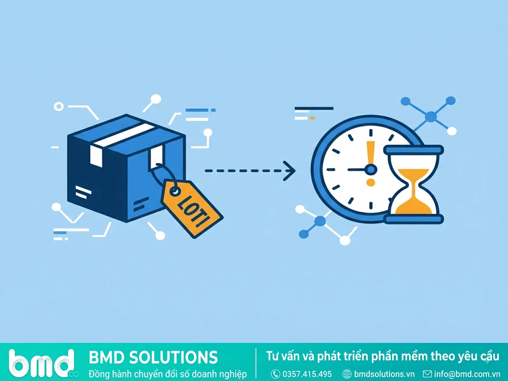 Sơ đồ minh họa theo dõi lô hàng và cảnh báo hạn sử dụng cận kề – phần mềm dms ngành thực phẩm đồ uống
