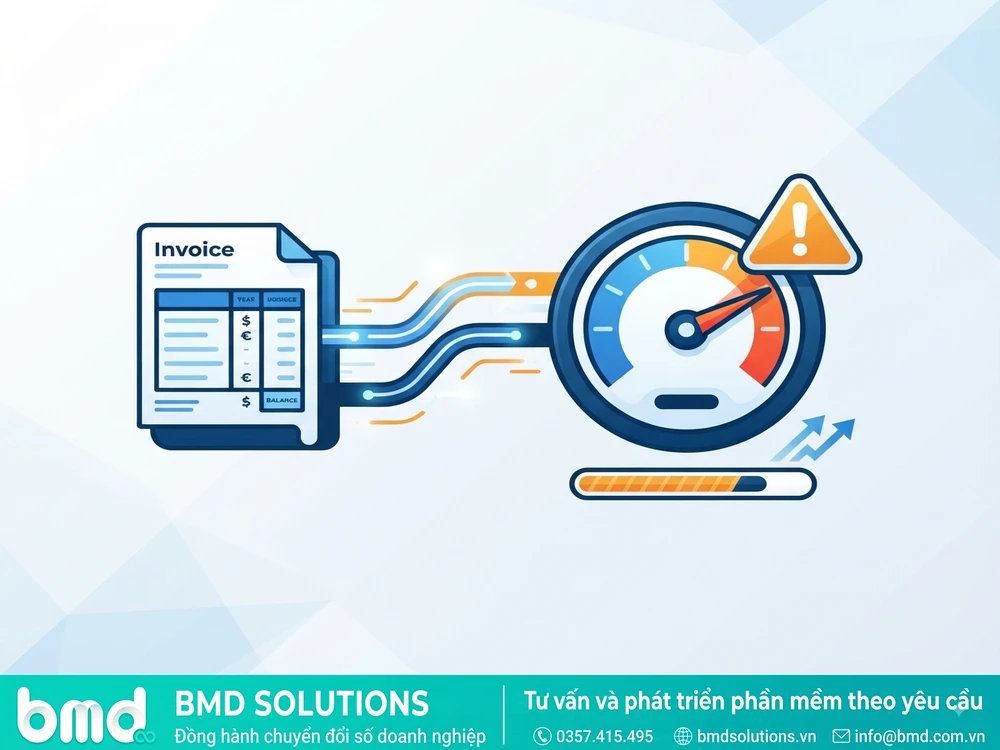 Sơ đồ minh họa ghi nhận công nợ theo thời gian thực kèm cảnh báo hạn mức – phần mềm quản lý công nợ đại lý